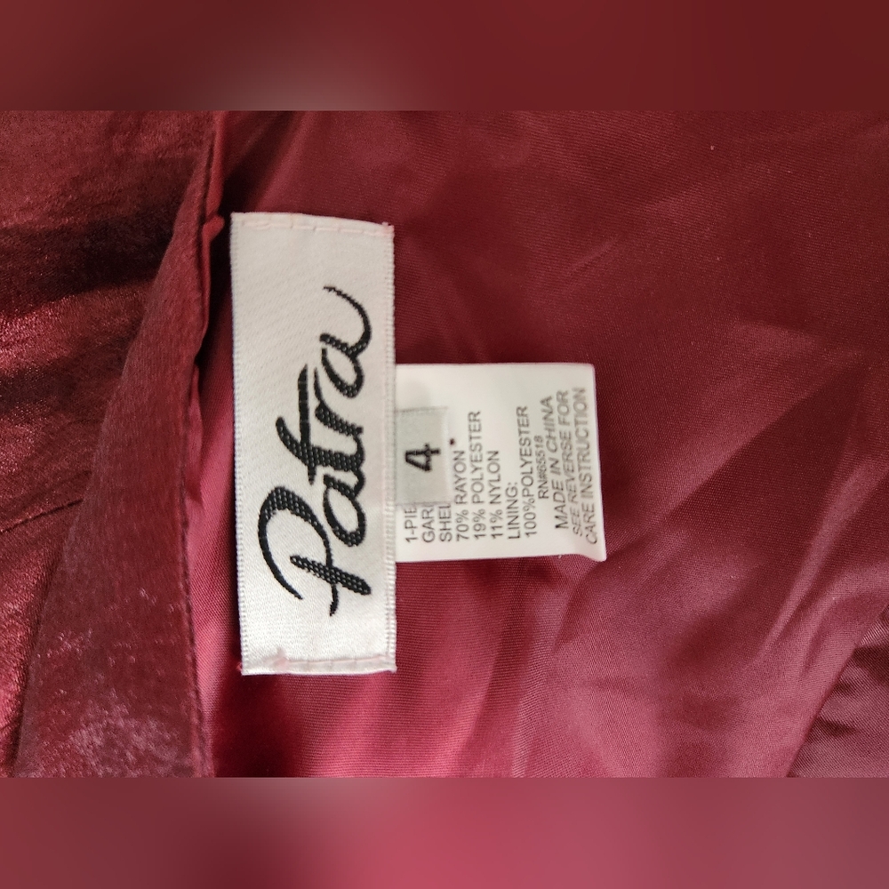 Patra Maroon Cocktail Formal Evening Satin Embellished Size 4 - Picture 5 of 5
